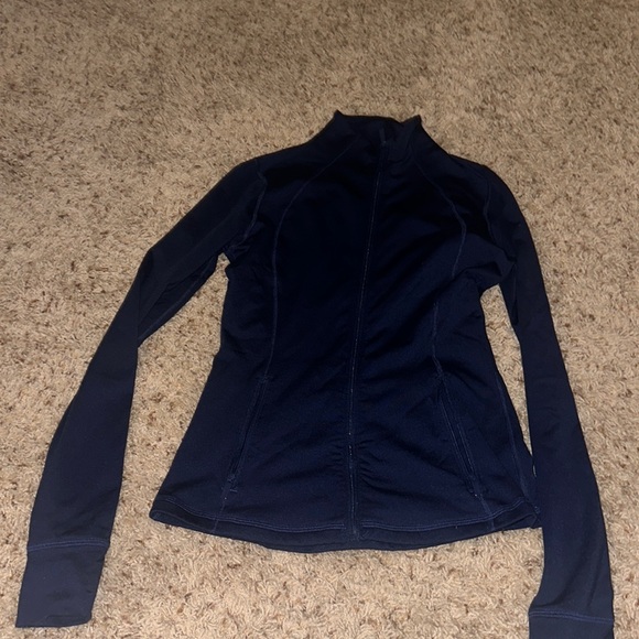 navy blue slim fit PINK jacket. pockets and thumb holes - Picture 1 of 3